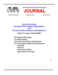 Social Recruiting, Personal Search Engine Optimization, and Personal Online Reputation Management