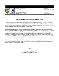 Special Program to Discuss Cougar Populations