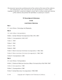 This Document Represents a Preliminary List of the Contents of the Boxes of This Collection