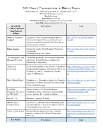 2021 Hawaii Communication in History Topics