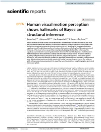 Human Visual Motion Perception Shows Hallmarks of Bayesian Structural Inference Sichao Yang1,2,6*, Johannes Bill3,4,6*, Jan Drugowitsch3,5,7 & Samuel J