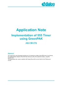 Implementation of 555 Timer Using Greenpak AN-CM-278