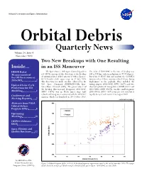 Quarterly News Volume 24, Issue 4 November 2020 Two New Breakups with One Resulting Inside