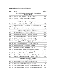 2003-04 Women's Basketball Results Date Result Record University Of