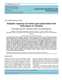 Adaptive Capacity of Evicted Agro-Pastoralists from Ihefu Basin in Tanzania