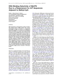 DNA Binding Selectivity of Mecp2 Due to a Requirement for A/T Sequences Adjacent to Methyl-Cpg