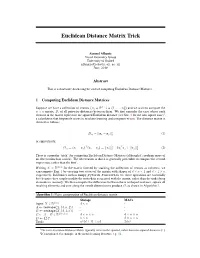 Euclidean Distance Matrix Trick