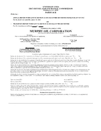 MURPHY OIL CORPORATION (Exact Name of Registrant As Specified in Its Charter)