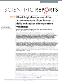 Physiological Responses of the Abalone Haliotis Discus