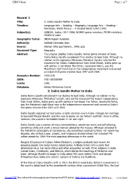Record: 1 2: Indira Gandhi Mother to India Page 1 of 7 Ebscohost 11/5