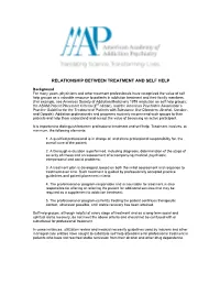 Relationship Between Treatment and Self Help