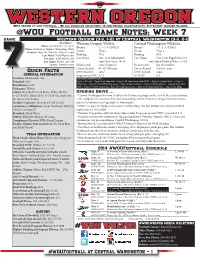 @WOU Football Game Notes: Week