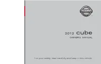2012 Nissan Cube | Owner's Manual