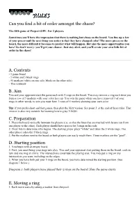 A. Contents B. Aim C. Preparation D. Starting Position E. Moving a Ring