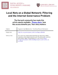 Local Nets on a Global Network: Filtering and the Internet Governance Problem