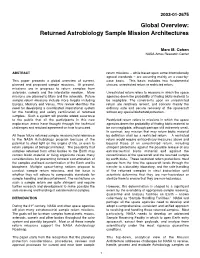 Returned Astrobiology Sample Mission Architectures