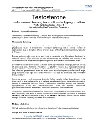 Testosterone Information Sheet