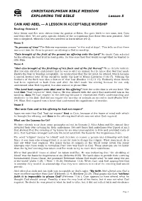 Cain and Abel — a Lesson in Acceptable Worship