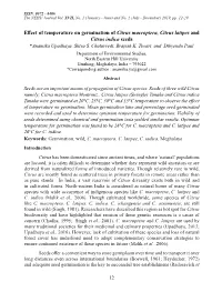 Effect of Temperature on Germination of Citrus Macroptera, Citrus Latipes and Citrus Indica Seeds *Anamika Upadhaya, Shiva S