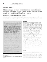 Reference Ranges for Blood Concentrations of Eosinophils And