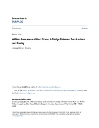 William Lescaze and Hart Crane: a Bridge Between Architecture and Poetry