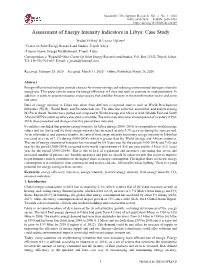 Assessment of Energy Intensity Indicators in Libya: Case Study