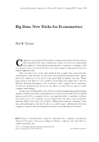 Big Data: New Tricks for Econometrics†