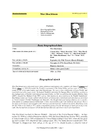 Bio-Bibliographical Sketch of Max Shachtman