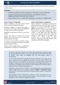 Fact Sheet 54| FRAGILE X SYNDROME This Fact Sheet