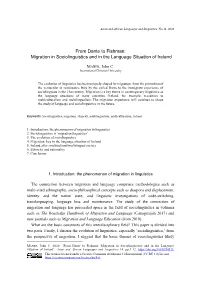 From Dante to Fishman: Migration in Sociolinguistics and in the Language Situation of Ireland
