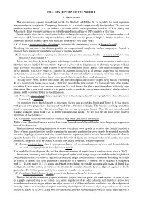 FULL DESCRIPTION of the PROJECT the Dimension of A