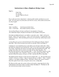 Instructions to Run a Duplicate Bridge Game