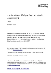 Lorrie Moore: Mo(O)Re Than an Interim Assessment