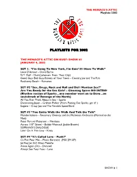 Playlists for 2002