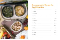 Recommended Recipe for Each Function 1