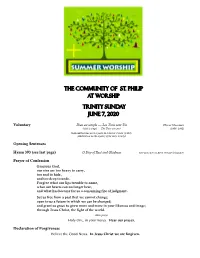 The Community of St. Philip at Worship Trinity Sunday June 7, 2020