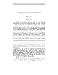 A Contract Theory of Academic Freedom1 Philip