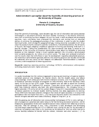 Administration's Perception About the Feasibility of Elearning Practices At