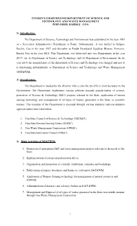 Citizen's Charter for Department of Science And