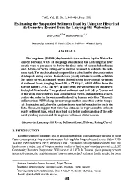 Estimating the Suspended Sediment Load by Using the Historical Hydrometric Record from the Lanyang Hsi Watershed