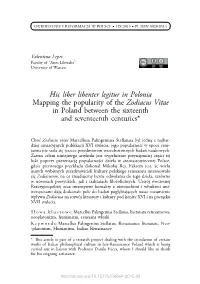Hic Liber Libenter Legitur in Polonia Mapping the Popularity of the Zodiacus Vitae in Poland Between the Sixteenth and Seventeenth Centuries*