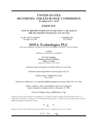 IONA Technologies PLC (Exact Name of Registrant As Speci®Ed in Its Charter and Translation of Registrant's Name Into English)