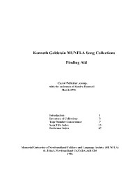 Kenneth Goldstein MUNFLA Song Collections Finding