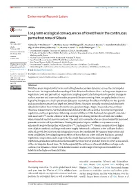 Long-Term Ecological Consequences of Forest Fires in the Continuous