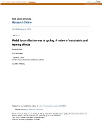 Pedal Force Effectiveness in Cycling: a Review of Constraints and Training Effects