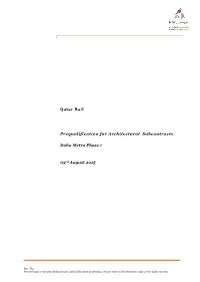 Qatar Rail Prequalification for Architectural Subcontracts Doha Metro Phase 1 03Rd August 2015