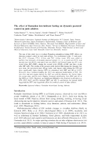 The Effect of Ramadan Intermittent Fasting on Dynamic Postural Control