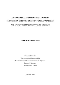 A Conceptual Framework Towards Succession Effectiveness in Family Wineries