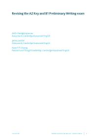 Revising the A2 Key and B1 Preliminary Writing Exam