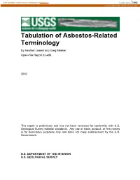 Tabulation of Asbestos-Related Terminology